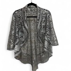 Elegant Gray Lace Women’s Shrug Size Large